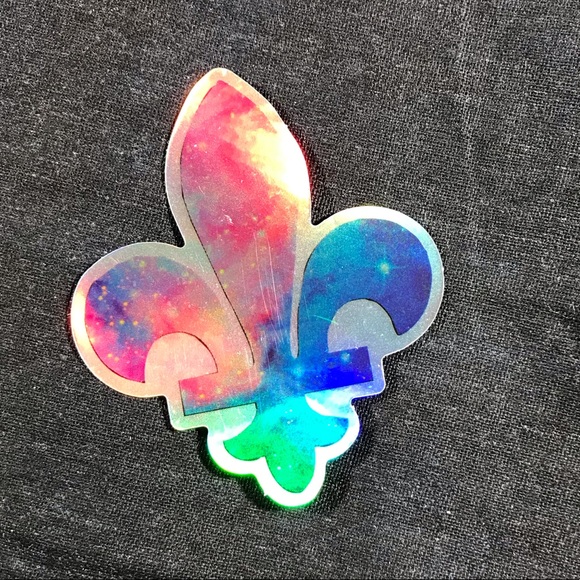 Fleur de Lis Metallic Prismatic Rainbow Reflective Sticker - Picture 3 of 4